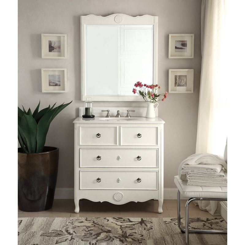 Ophelia & Co. Nallely 34'' Single Bathroom Vanity with Marble Top with